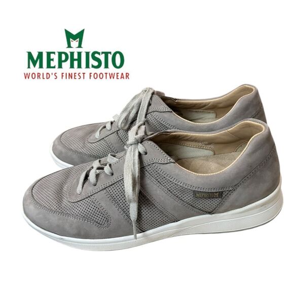 Mephisto Shoes - Mephisto Women's Rebeca Grey Leather Perforated Sneakers 9.5